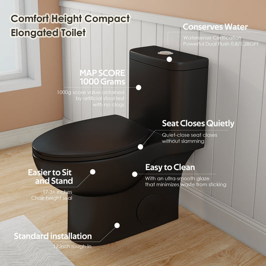 Tornado Flush One-Piece Toilet with Comfort Chair Seat