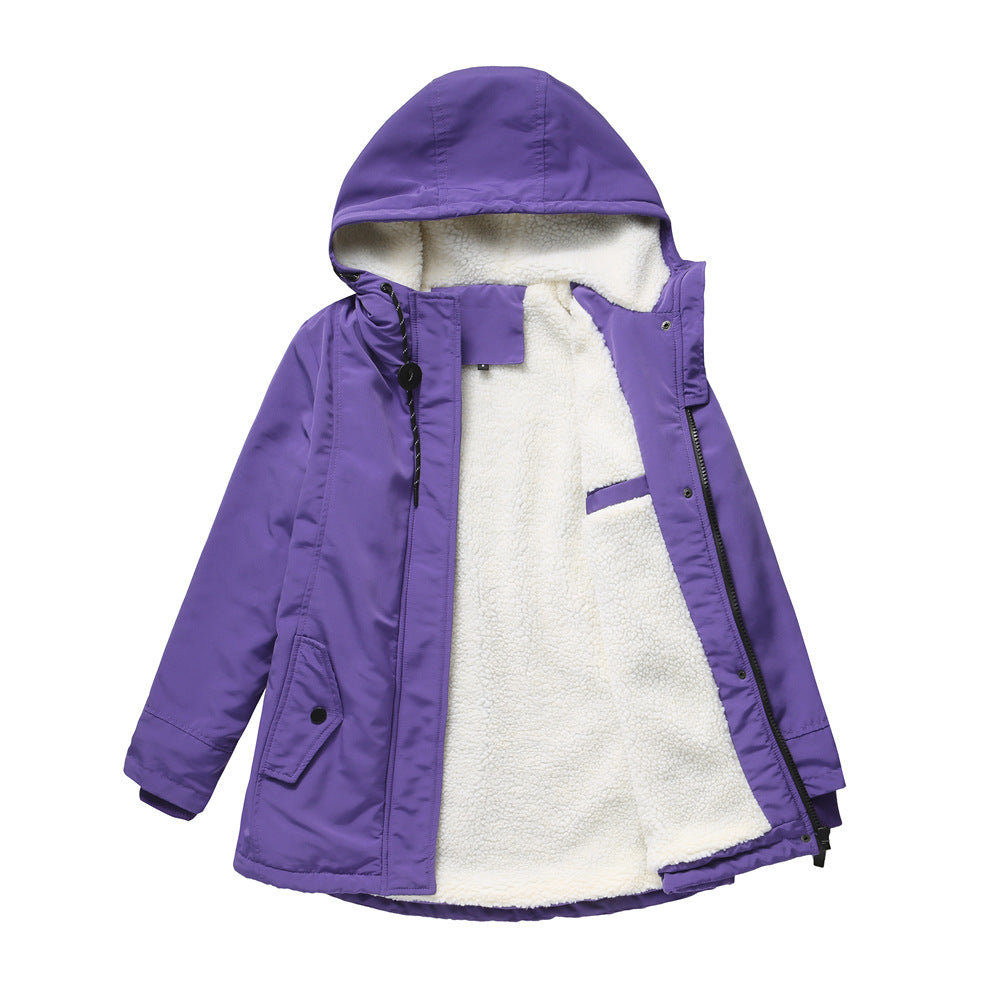 New Style Warm Coat For Fall Winter Women's European Size Thickened Plus Velvet Cotton Coat