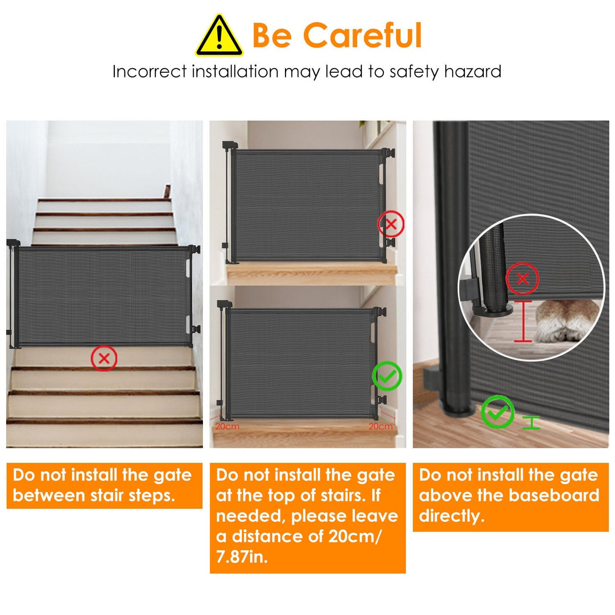 Baby Security Gate Retractable Door Extra Wide Child Safety Stairs Gate 61x34in for Doorway Hallway Indoor Outdoor