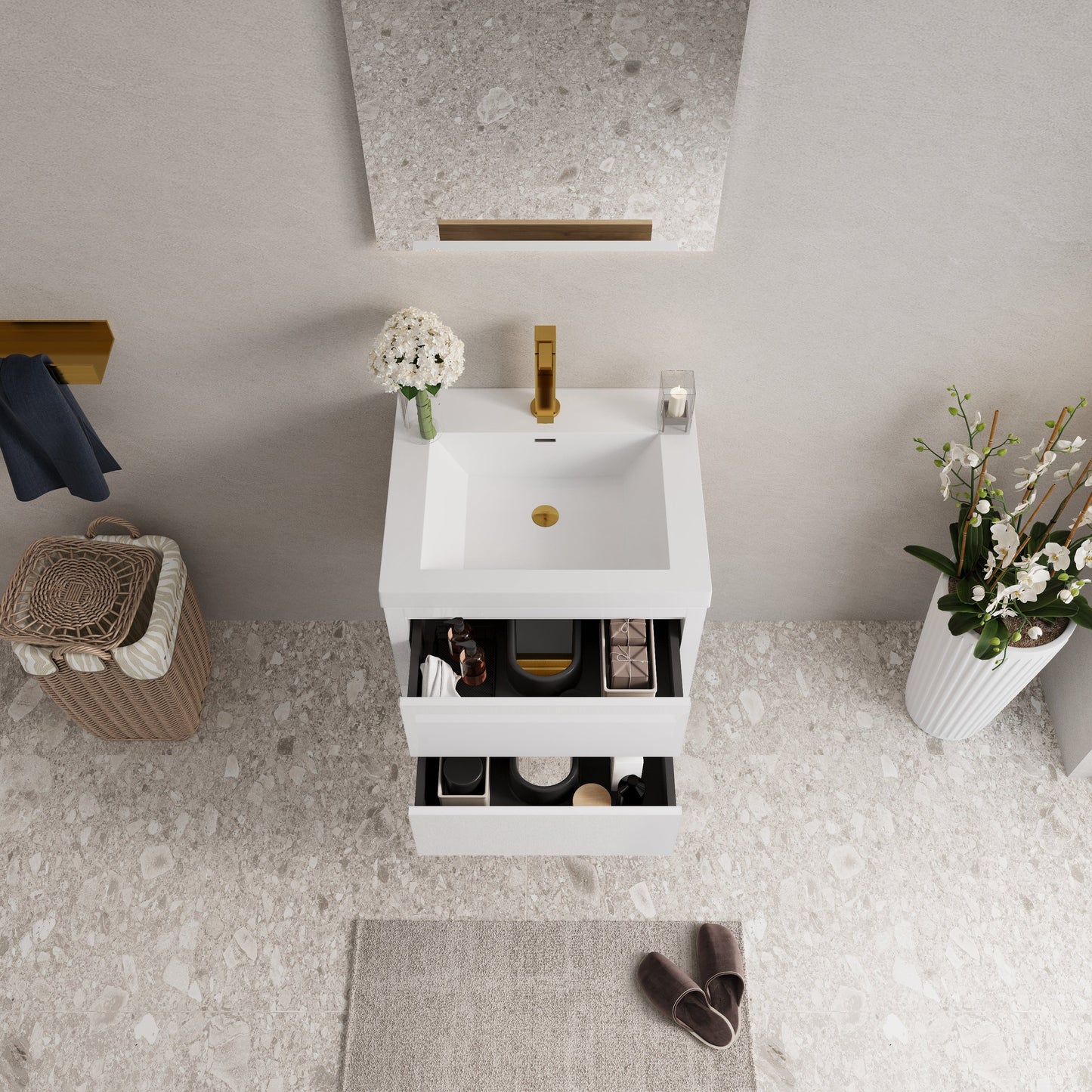 24" Wall-Mounted Bathroom Vanity with Sink and Storage Cabinet