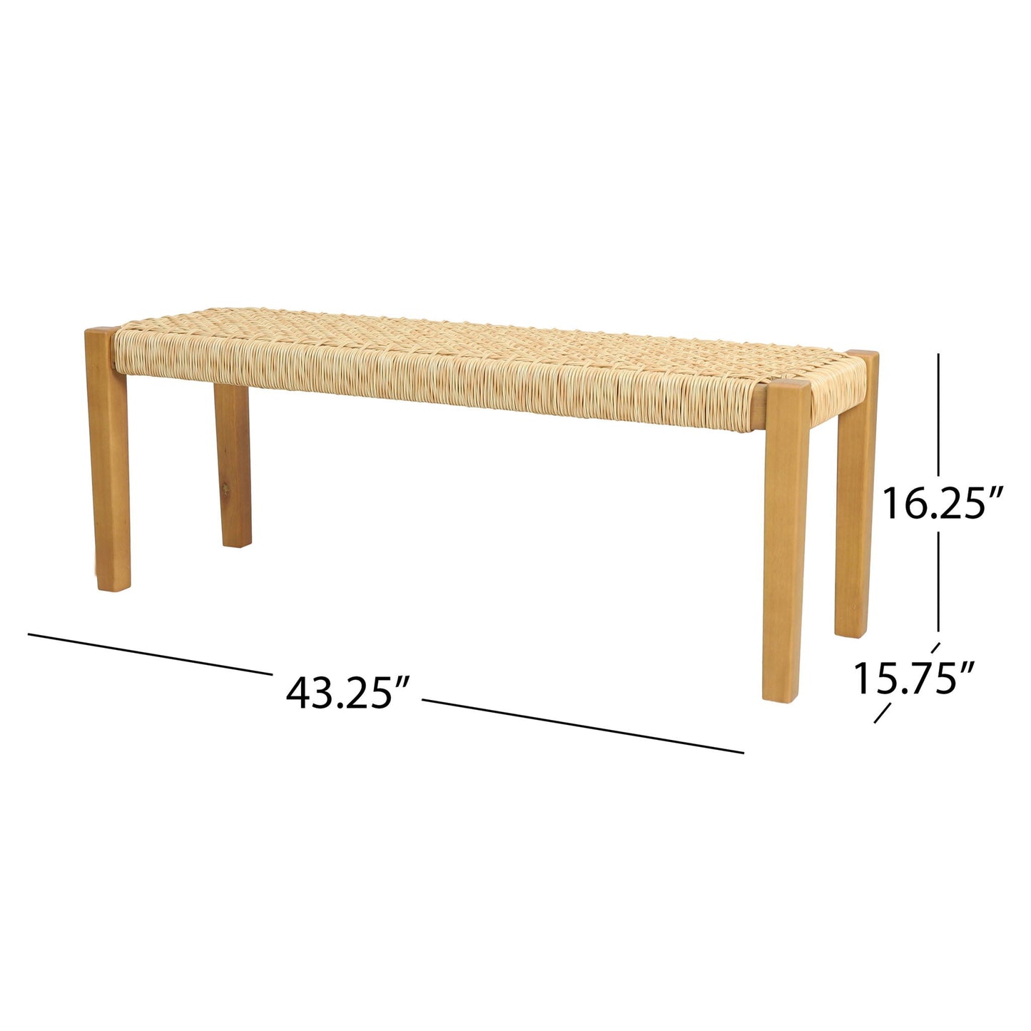 Angie Bench Outdoor Seating Acacia Wood Faux Rattan - Teak