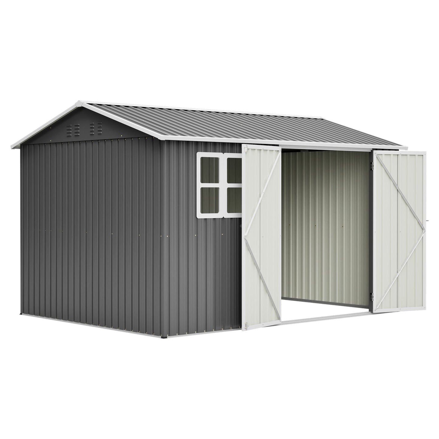 10'x8' Oversized Steel Storage Shed with Window and Lockable Doors