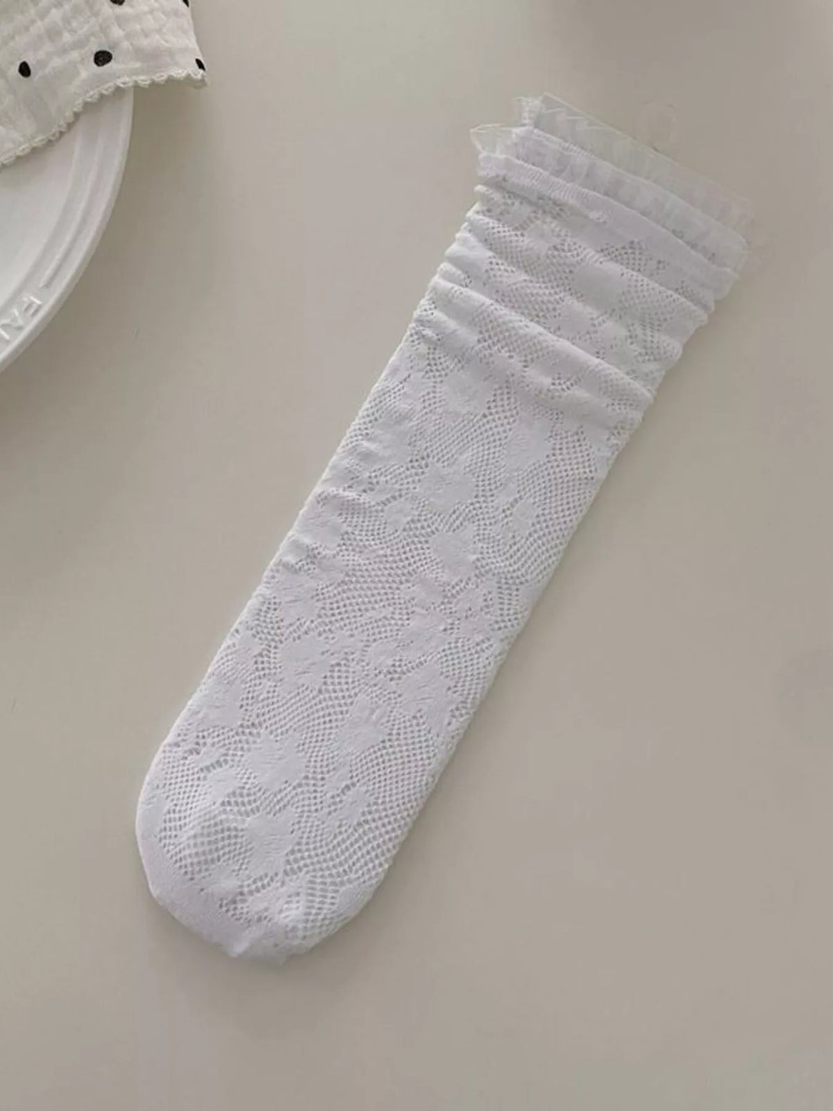 Lace Fishnet Mid-Calf Socks