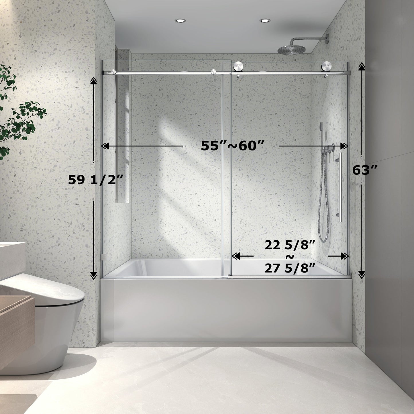 6063 Brushed Nickel Frameless Shower Door