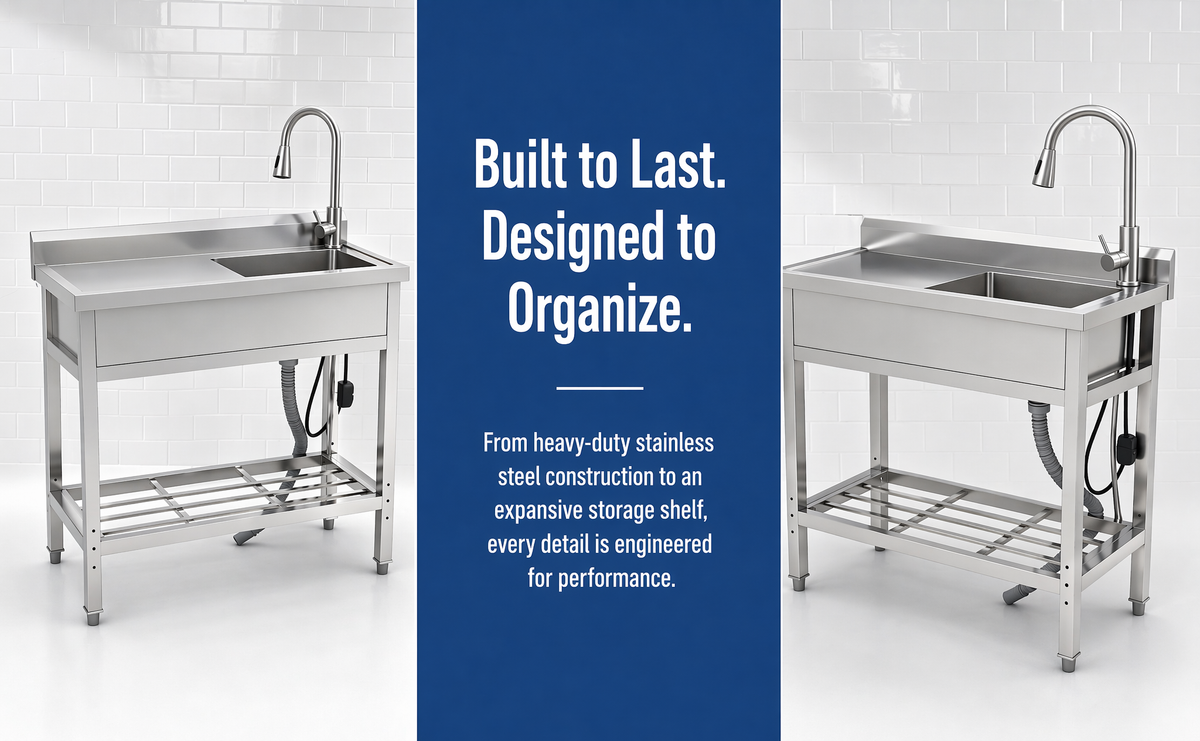 Stainless Steel Utility Sink, Freestanding Sink 2