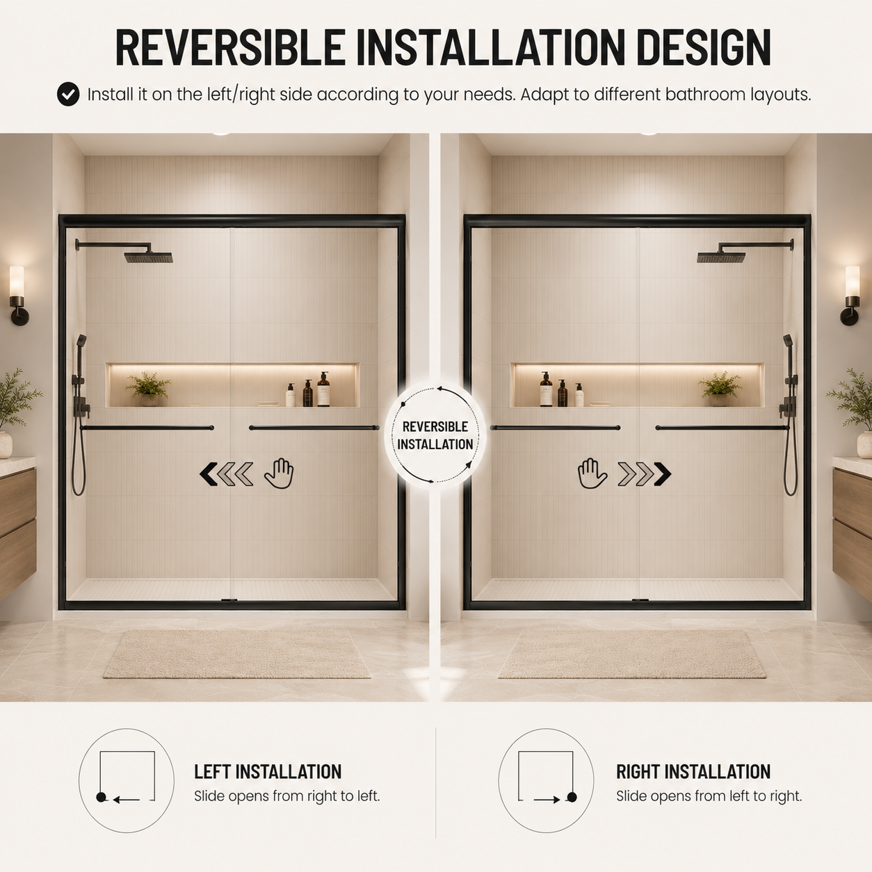 44-48" W x 74" H Framed Double Sliding Shower Door