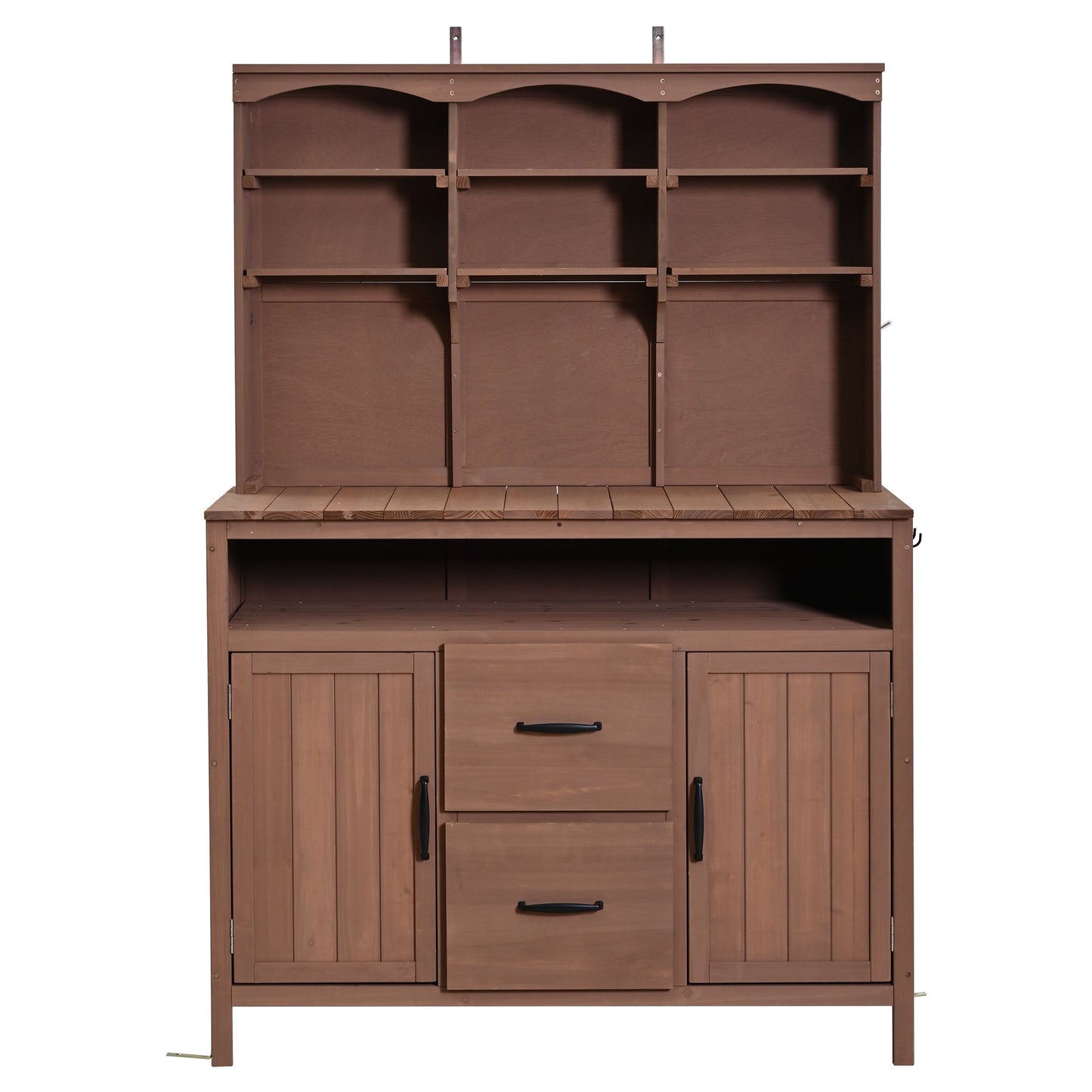 TOPMAX Large Fir Wood Potting Bench with Hutch and Storage