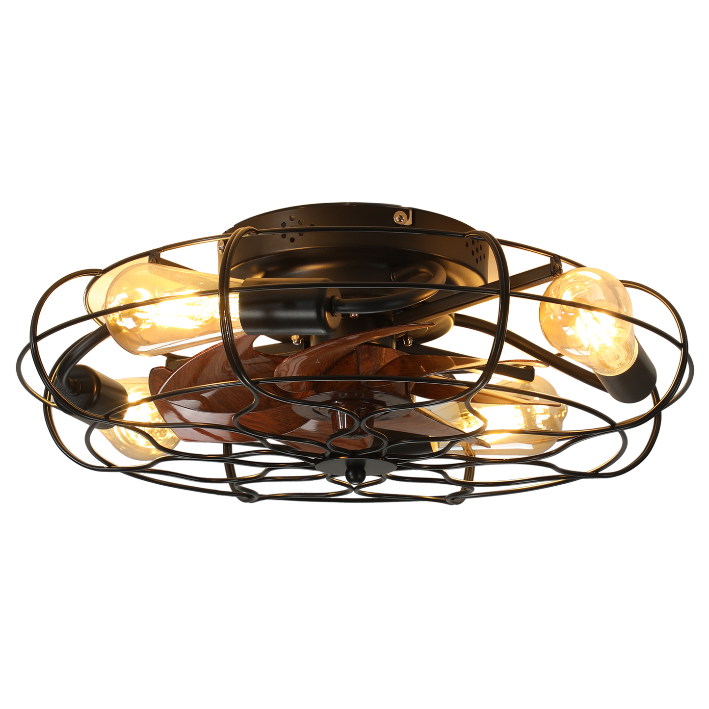 19.7" Industrial Caged Ceiling Fan with Light