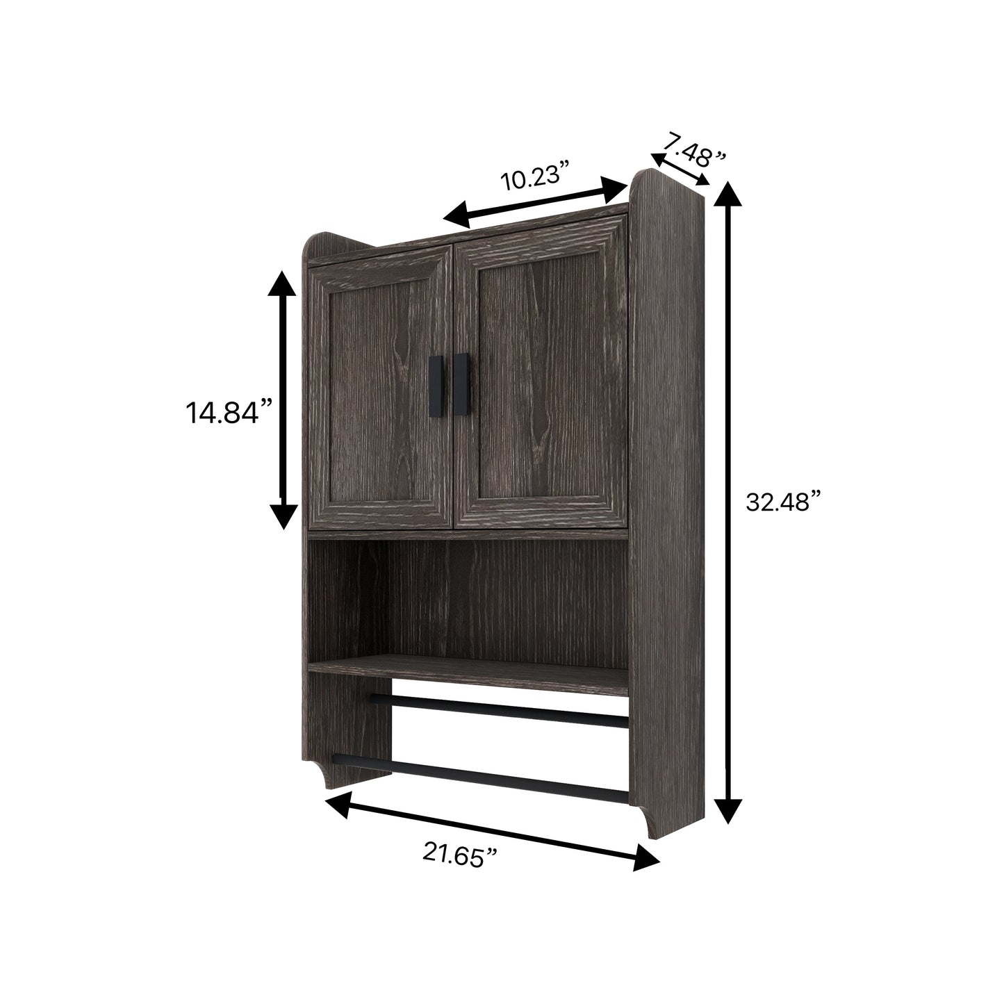 Bathroom Wall Cabinet with Doors, Adjustable Shelf, Towel Bar and Paper Holder