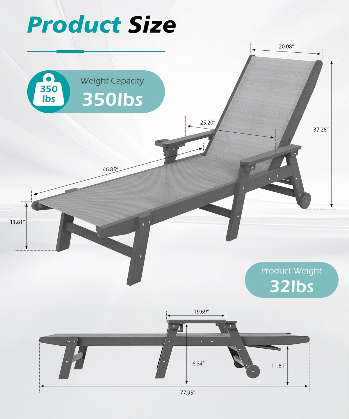 Outdoor Pool Lounge Chairs Set of 2