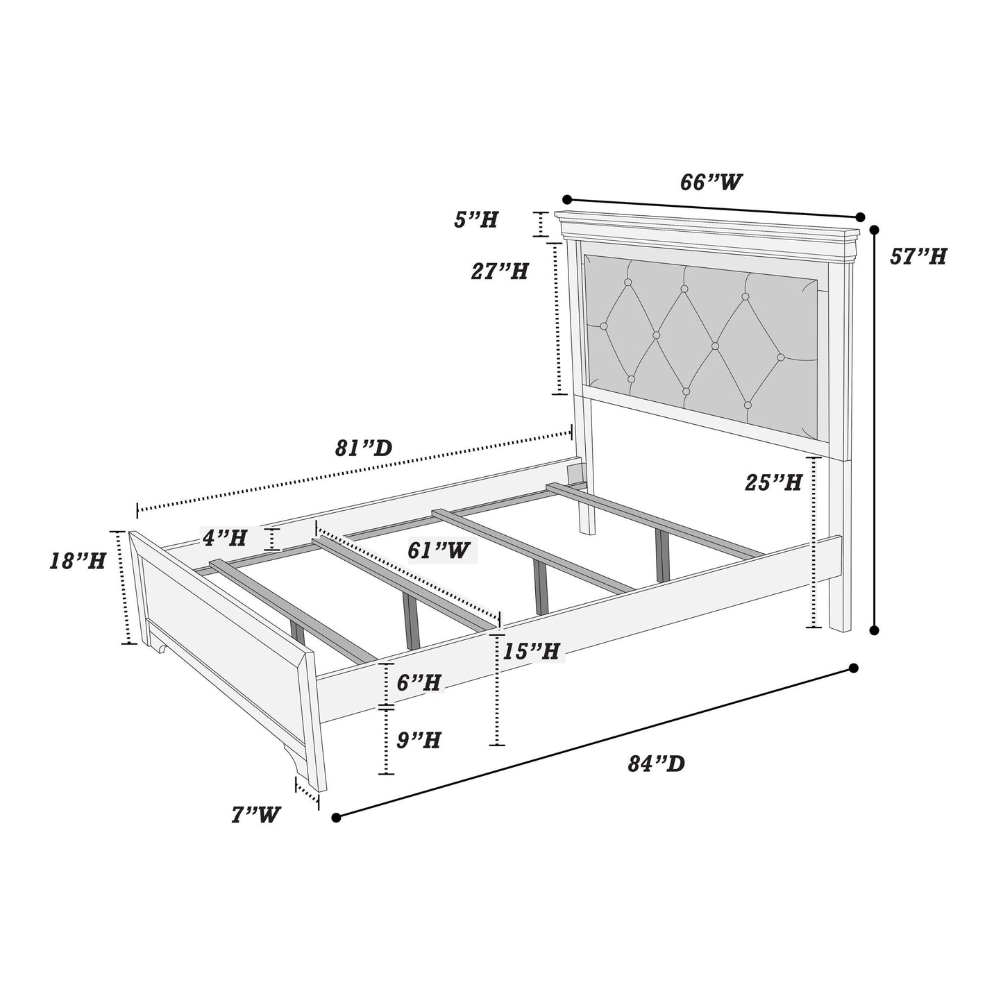 3 Piece Bedroom Set With LED Lighting, 2 Nightstands