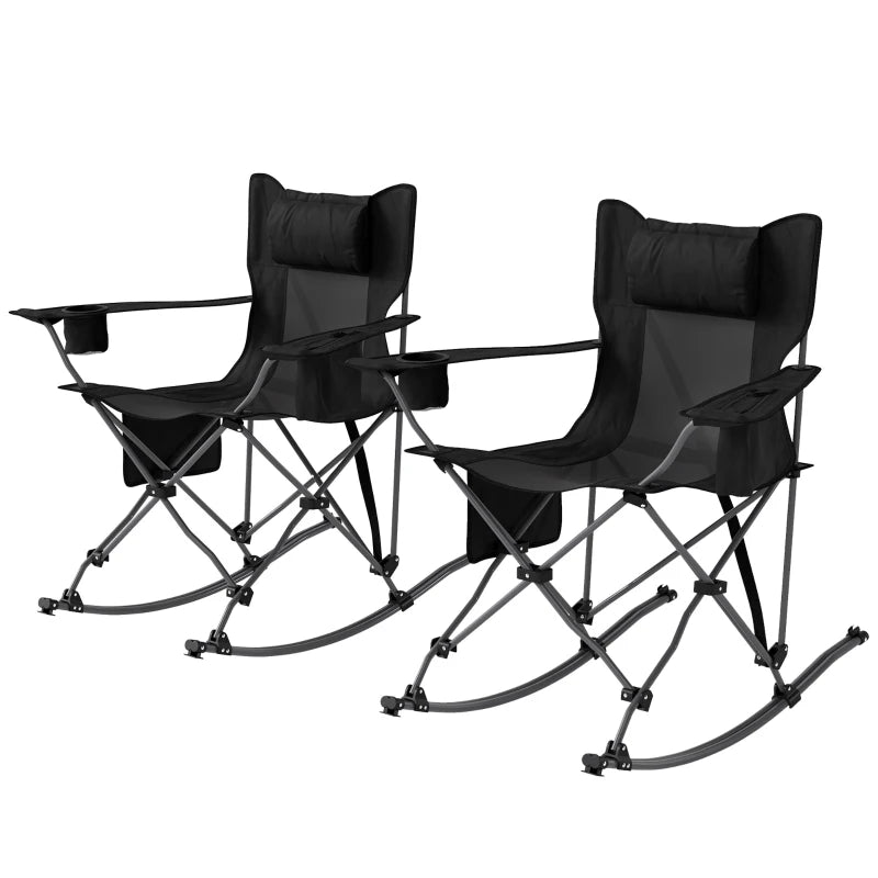Set of 2 Folding Rocking Camping Chairs