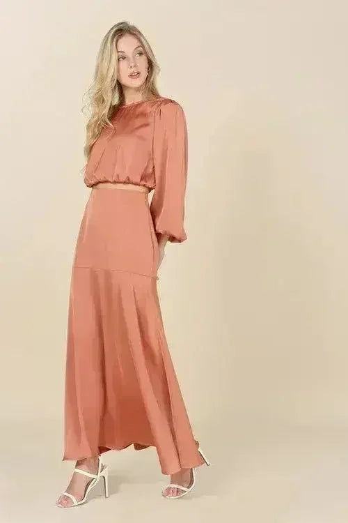 Dressed up satin two-piece mermaid dress set