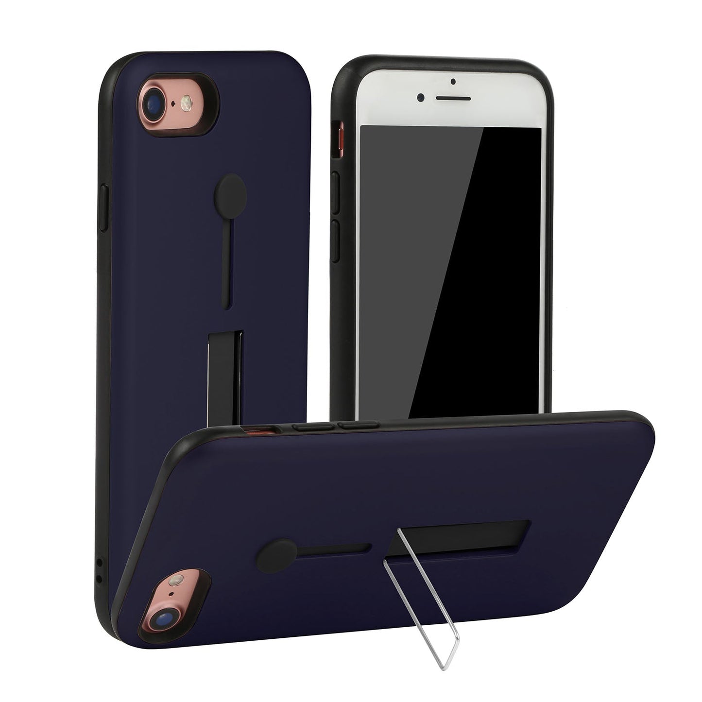 Finger Strap Phone Case for iPhone 8 Drop-prot ection Finger Ring Rugged Phone Case with Kickstand Dual Layer Case