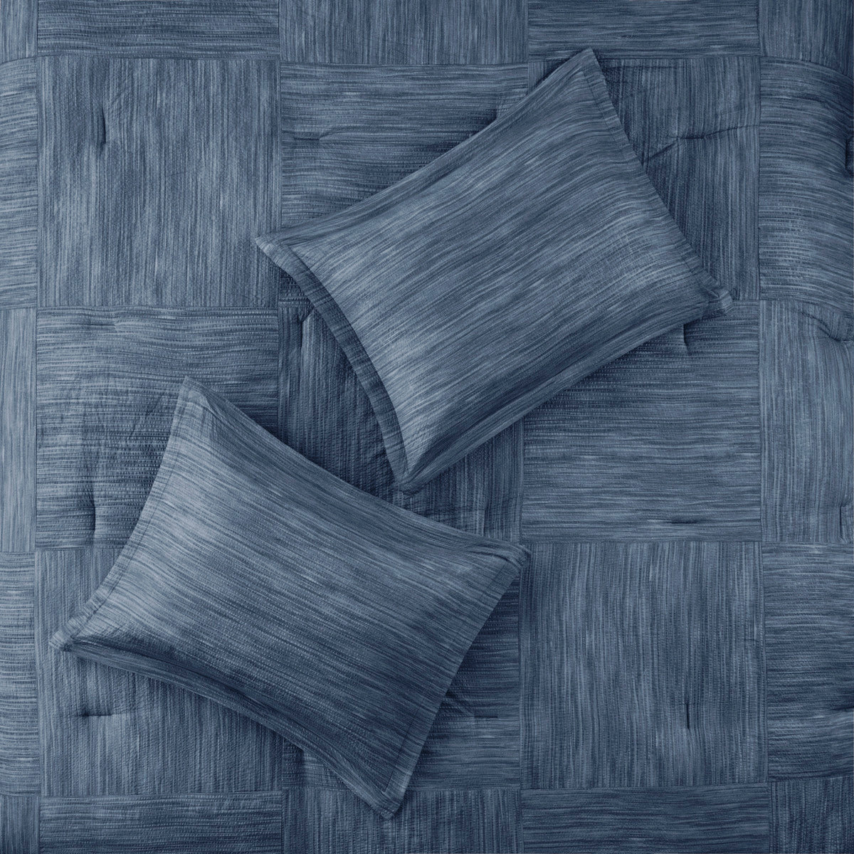 7 Piece Printed Seersucker Comforter Set Navy Queen