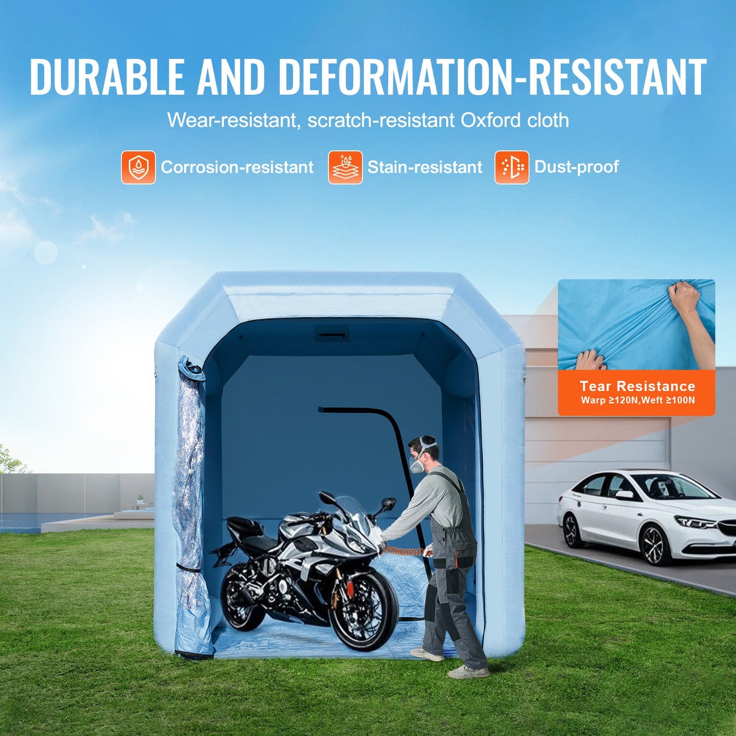 Inflatable Paint Booth, 9.8 x 8.2 x 8.2 ft with Powerful Blower and Air Filter System