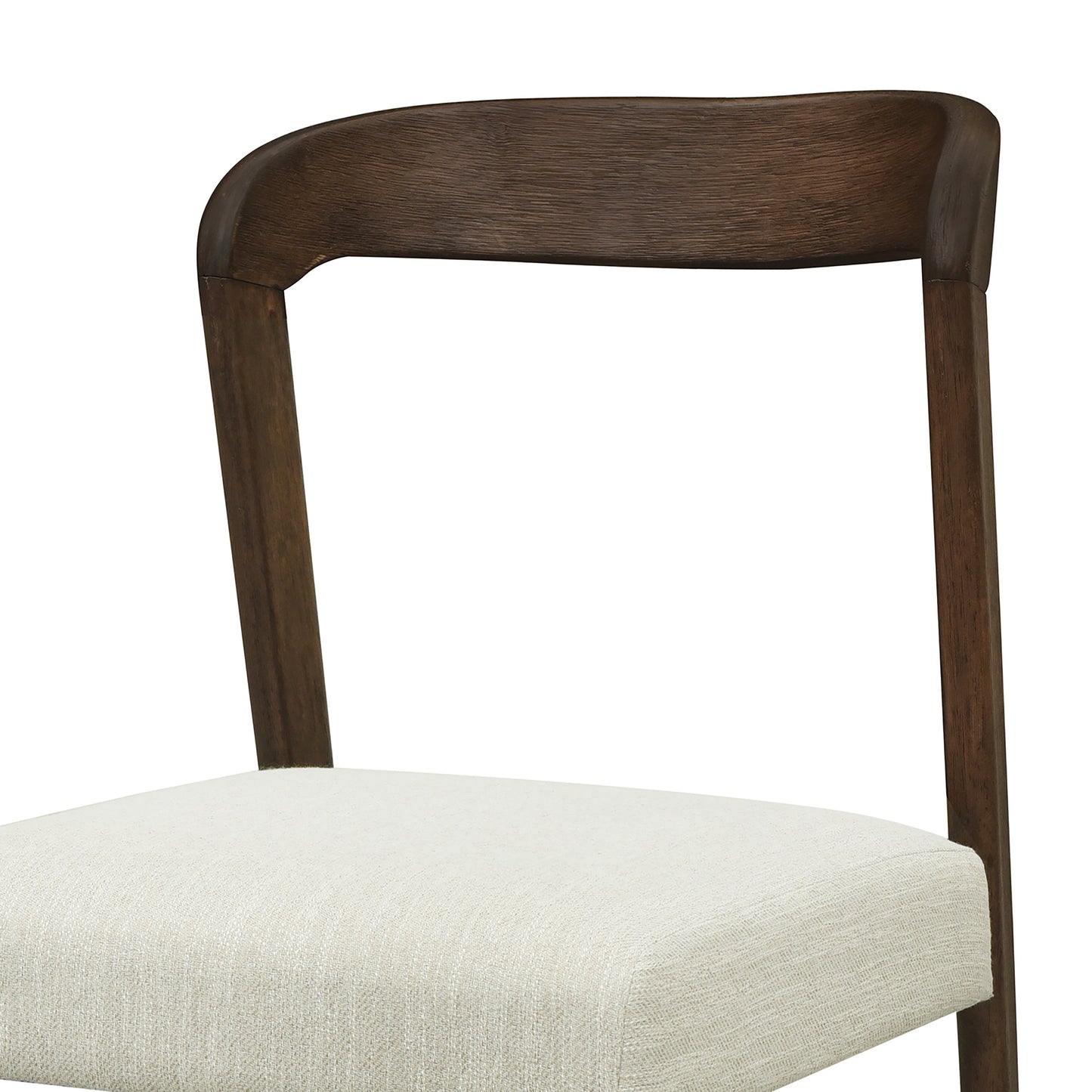 Solid Rubber Wood Dining Chairs (Walnut + Beige) Set of 2