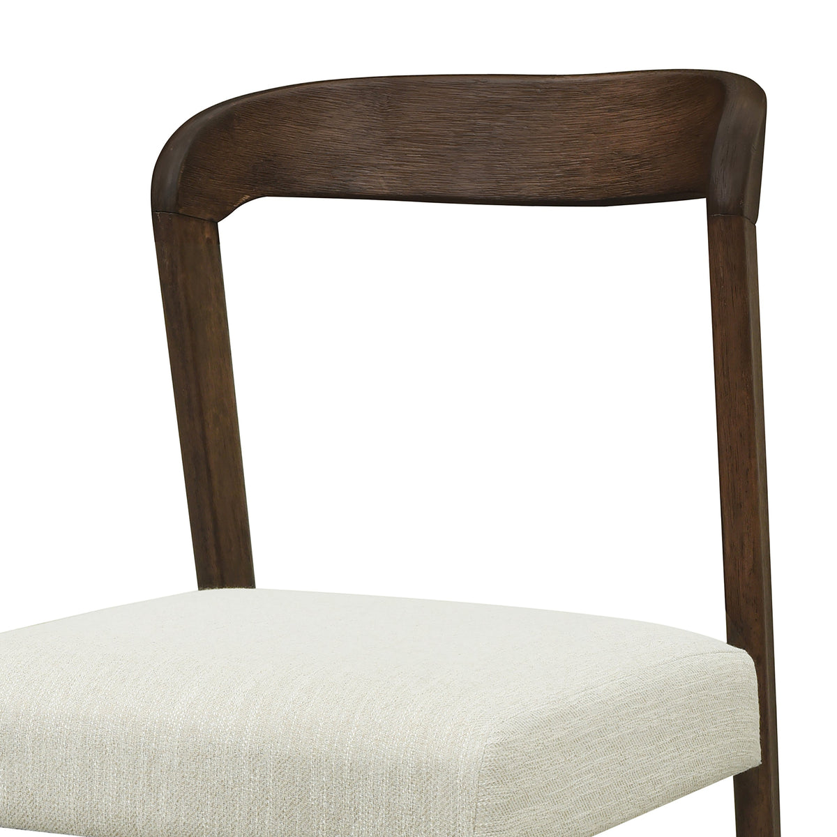 Solid Rubber Wood Dining Chairs (Walnut + Beige) Set of 2