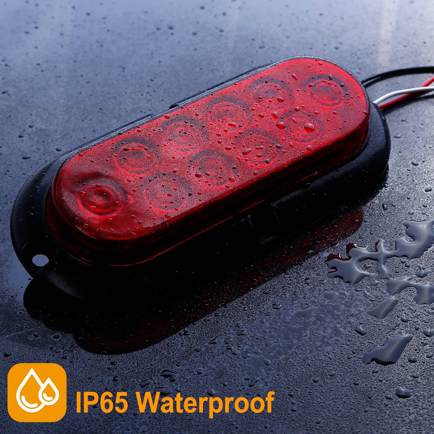 2Pcs Oval LED Brake Light 10LEDs Lamp Stop Turn Tail Light IP65 Waterproof Oval Red Trailer Tail Light for Trunk Jeep RV etc.
