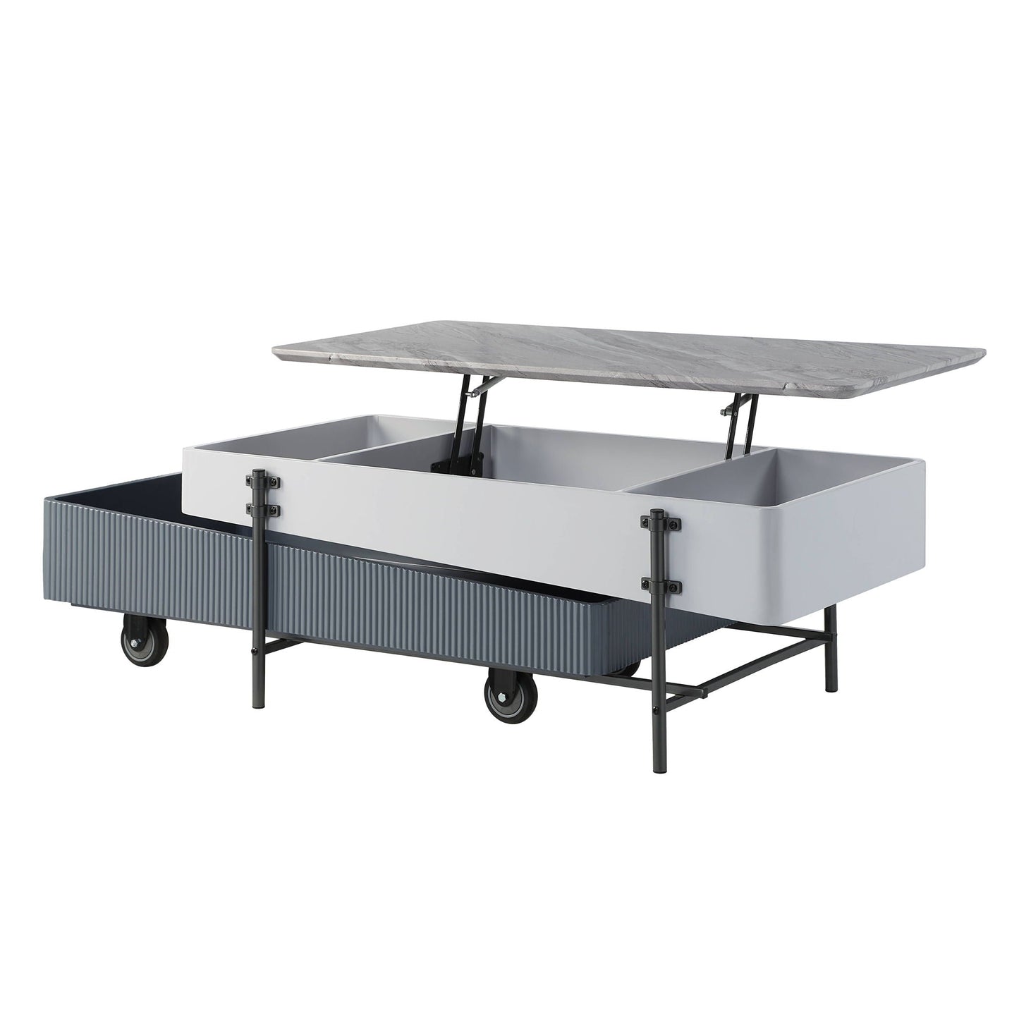 Wilkins High Gloss Coffee Table with Lift Top - Gray / White