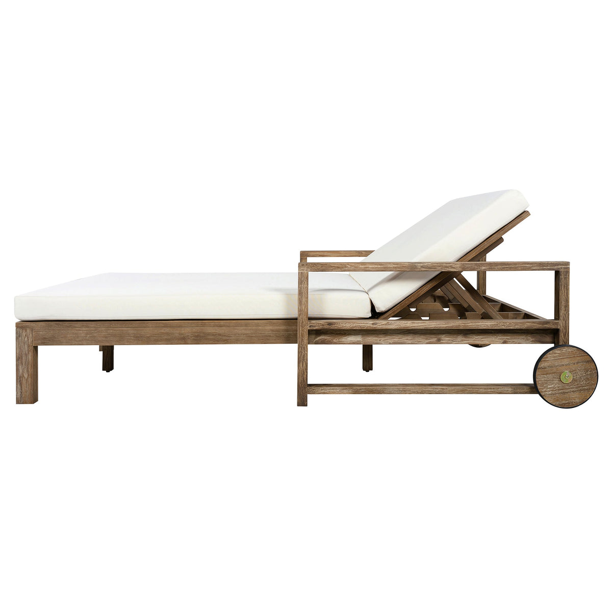 TREXM 1-Piece Farmhouse Wooden Outdoor Sunbed for 2