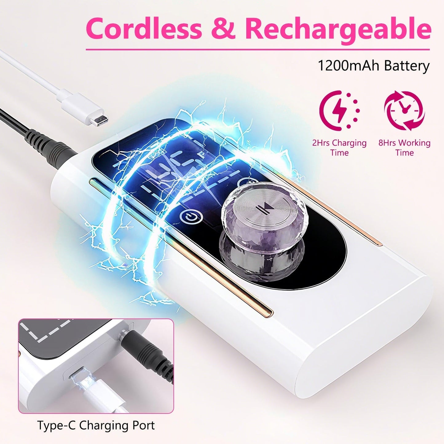 Portable Electric Nail Drill – 45,000 RPM, 11 Bits, Cordless, Rechargeable