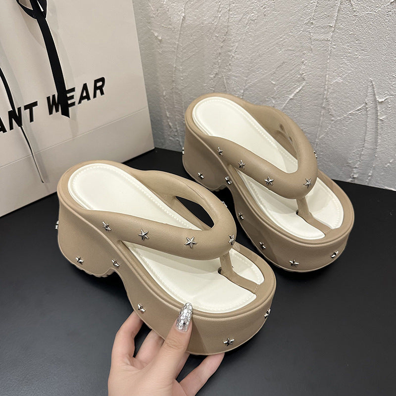 Fashionable Thick-soled Flip-flops For Women Suitable For Outdoor Wear