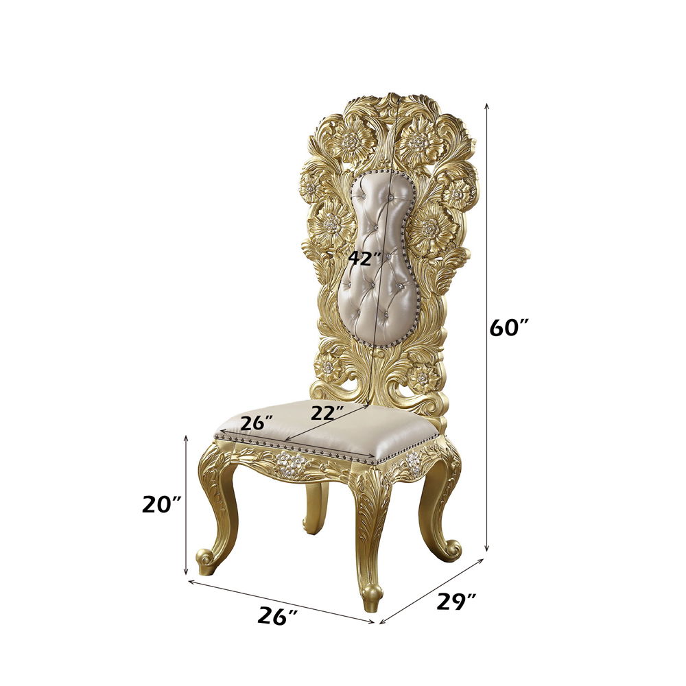 Cabriole - Side Chair (Set of 2) - Light Gold Synthetic Leather & Gold