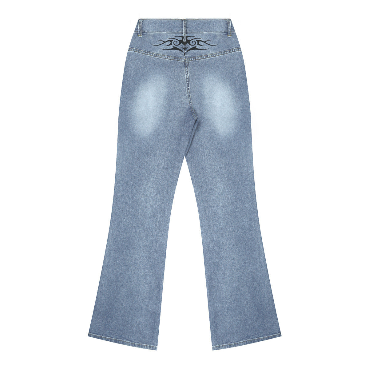 Stylish Slim-fit Denim Jeans With A Personalized Street-style Retro Hip-hop Print