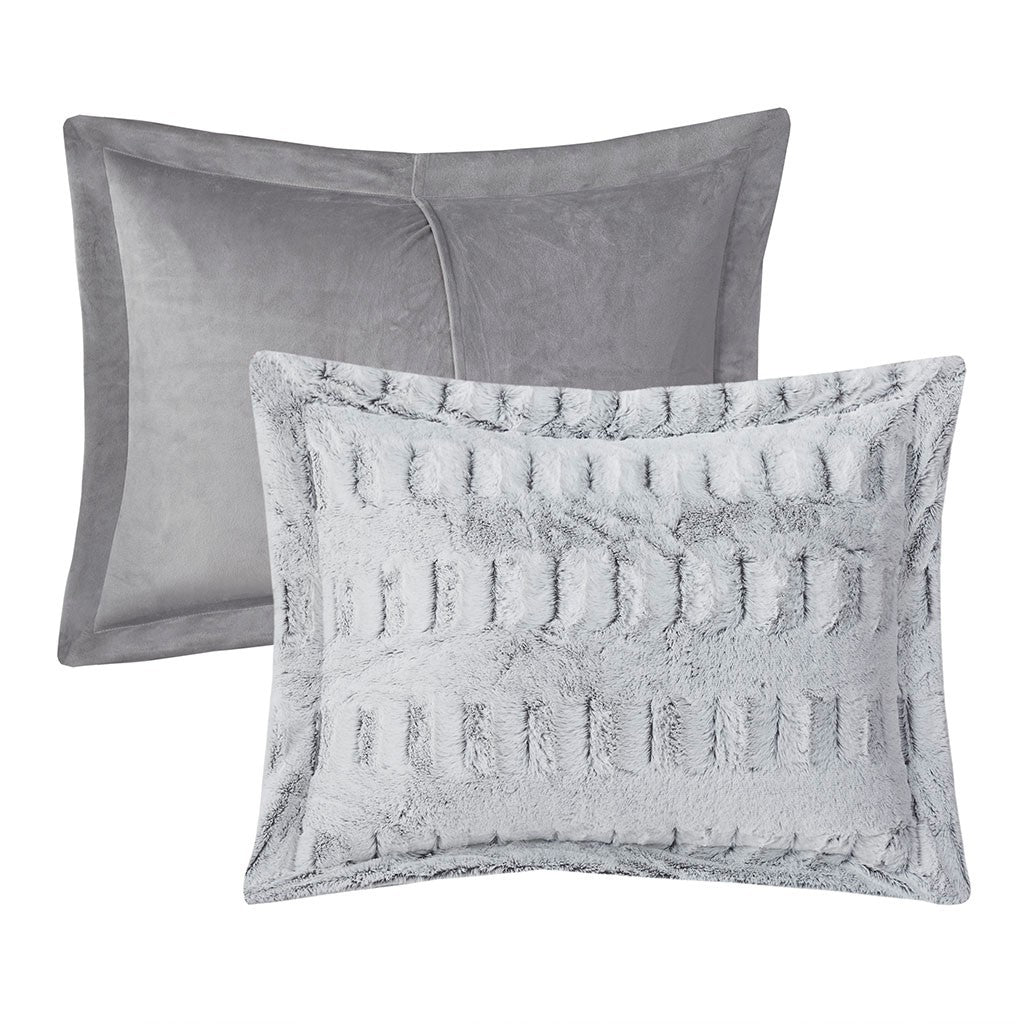 Full/Queen Back Print Long Fur Comforter Mini Set