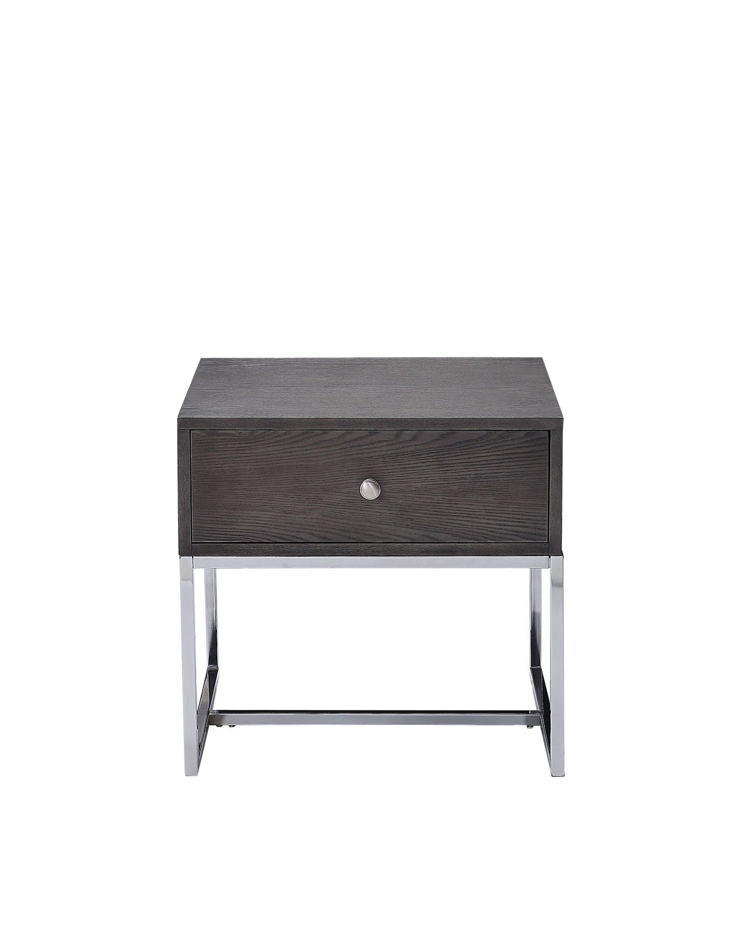 Iban End Table - Gray Oak / Chrome