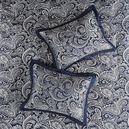 12 Piece Comforter Set with Cotton Bed Sheets Navy Cal King