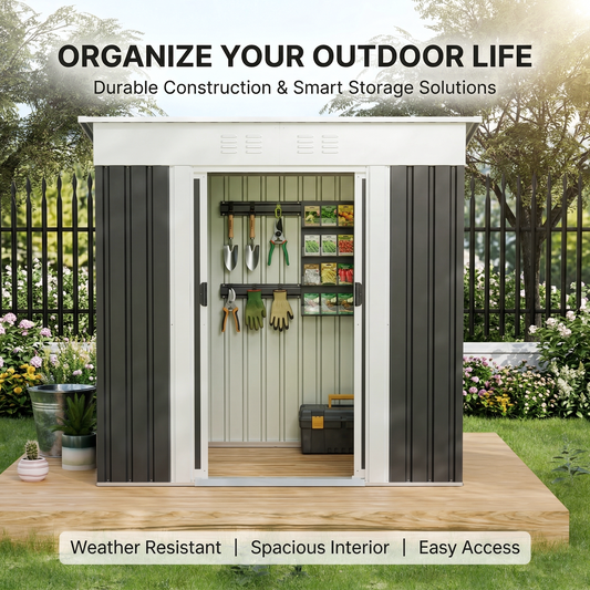 6x4 Ft Garden Shed for Patio and Outdoor Storage