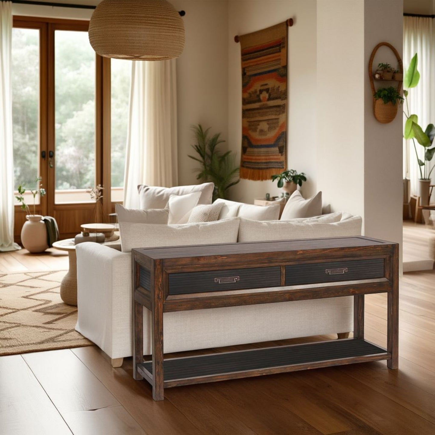 2 Drawer Sofa Table, 2 Tone - Brown