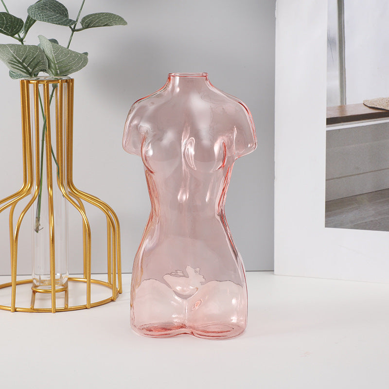 Colored Glass Body Art Flower Arrangement Vase Ornaments