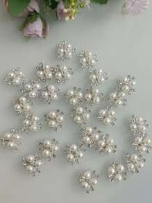 Pearl flower center hair accessories-silver sole-10 pack