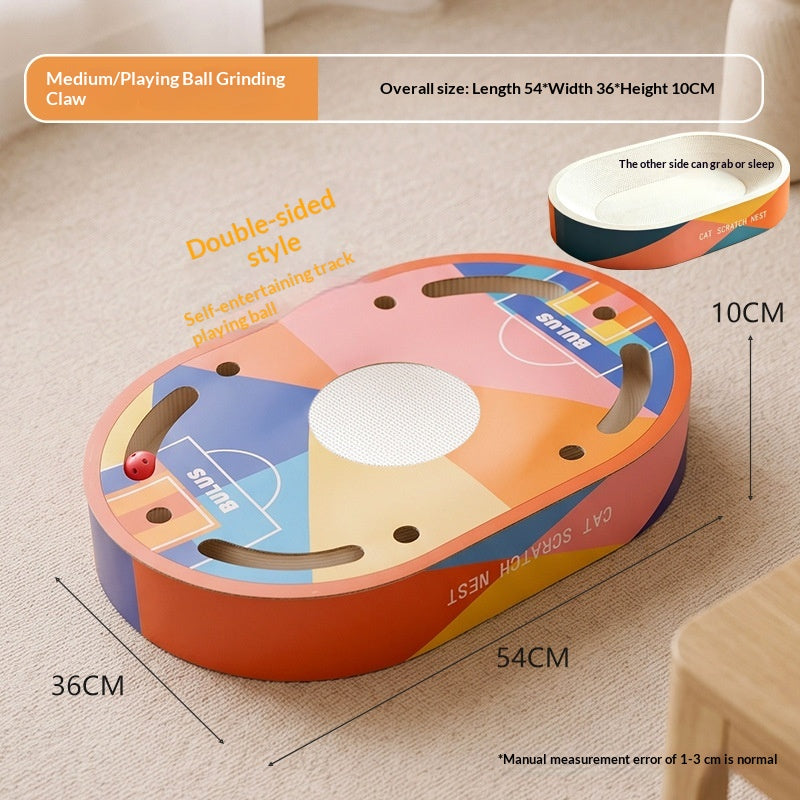 Cat Scratcher And Cat Bed Combo, White Cardboard, Highly Durable With Minimal Shedding, Large Size, Equipped With A Bell Tipped Ball Your Cats Perfect Self Entertainment Toy, Pet Supply