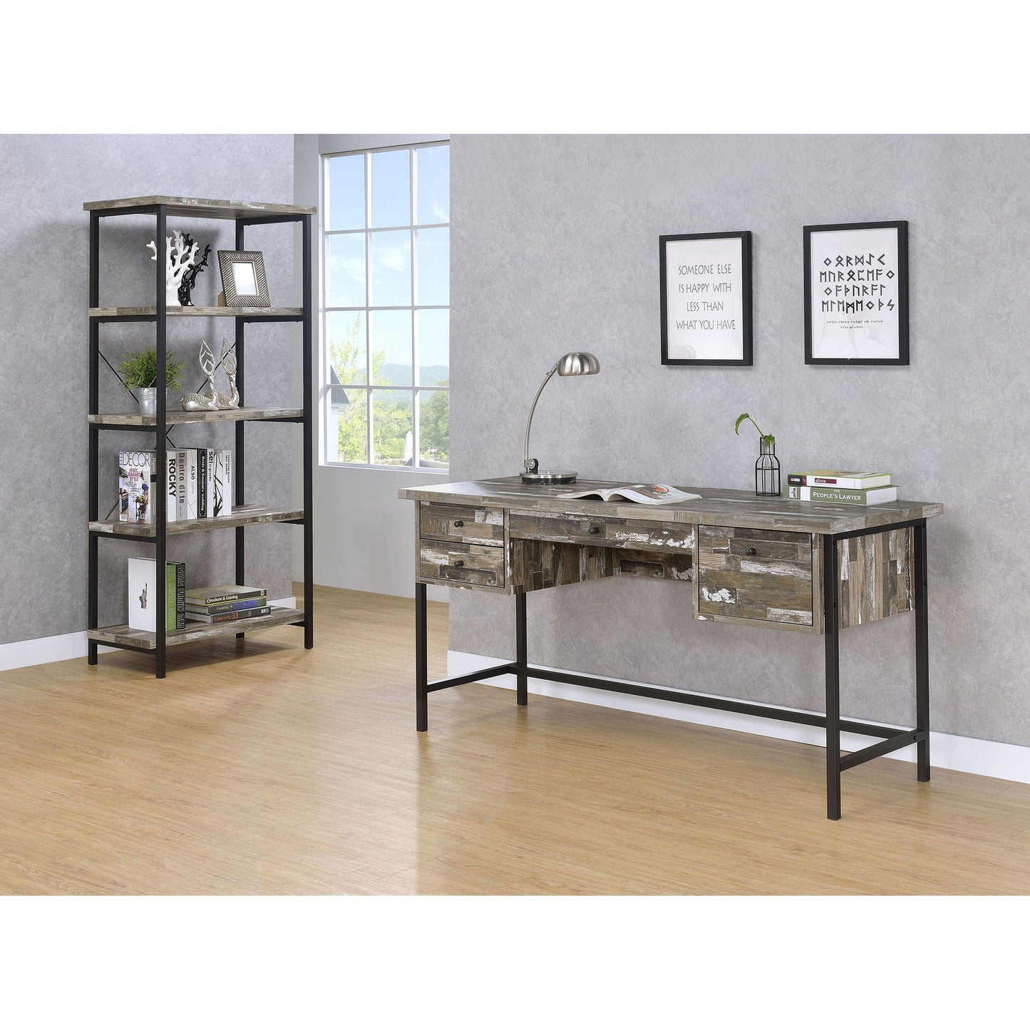 Salvaged - 4 Shelf Writing Desk With Hollow Board - Brown