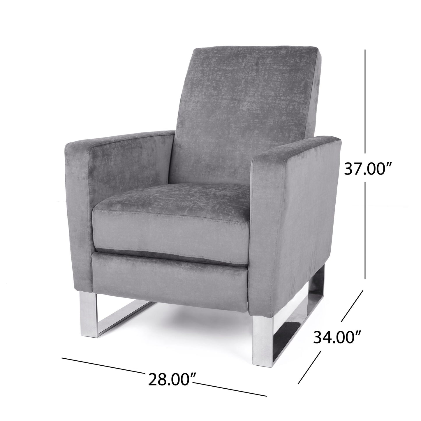 Bolt Upholstered Recliner Chair With Stainless Steel Base - Gray / Chrome