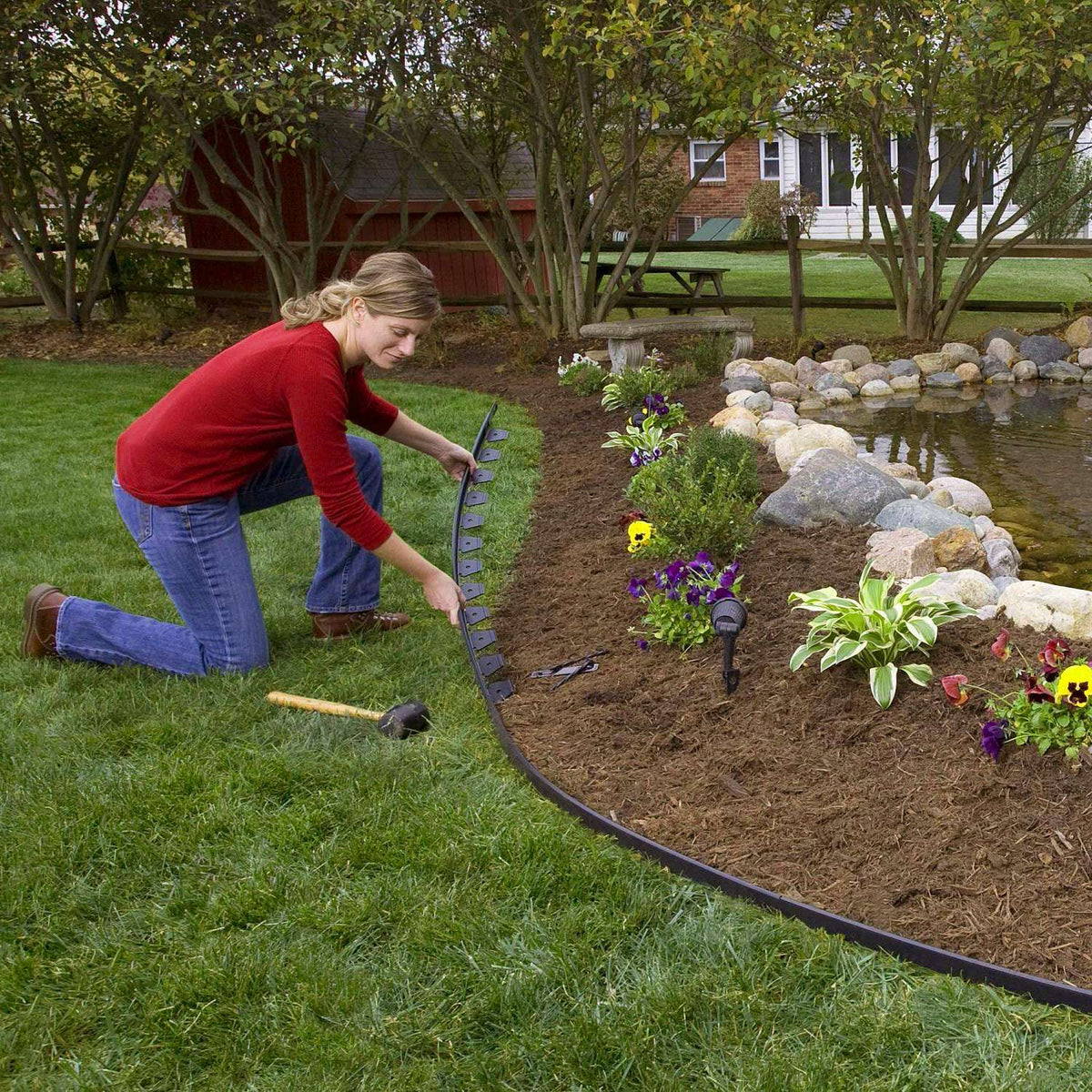 60FT Non-Digging Plastic Garden Edging Kit Plastic Garden Border with 54 Spikes 2In Tall Border Edging for Garden Lawn Yard Flower Beds