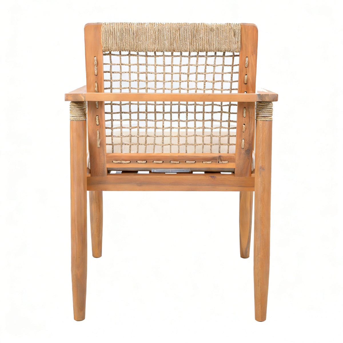 Outdoor Dining Chairs Set of 2 with Acacia Wood and Rope Design