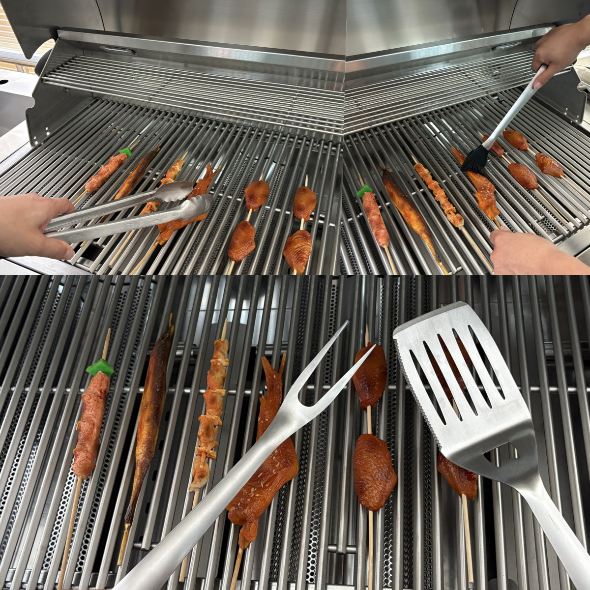 BBQ Tool Set with Cast Iron Frying Pan and Outdoor Kitchen Accessories
