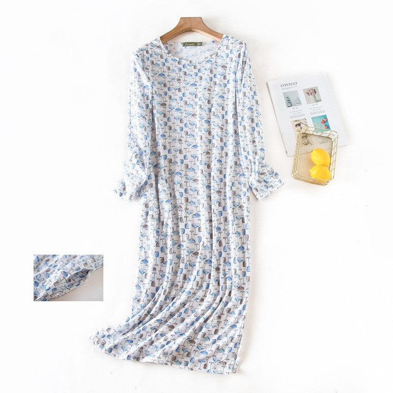 Lengthened Plus Size Nightdress Autumn Style Long Sleeves