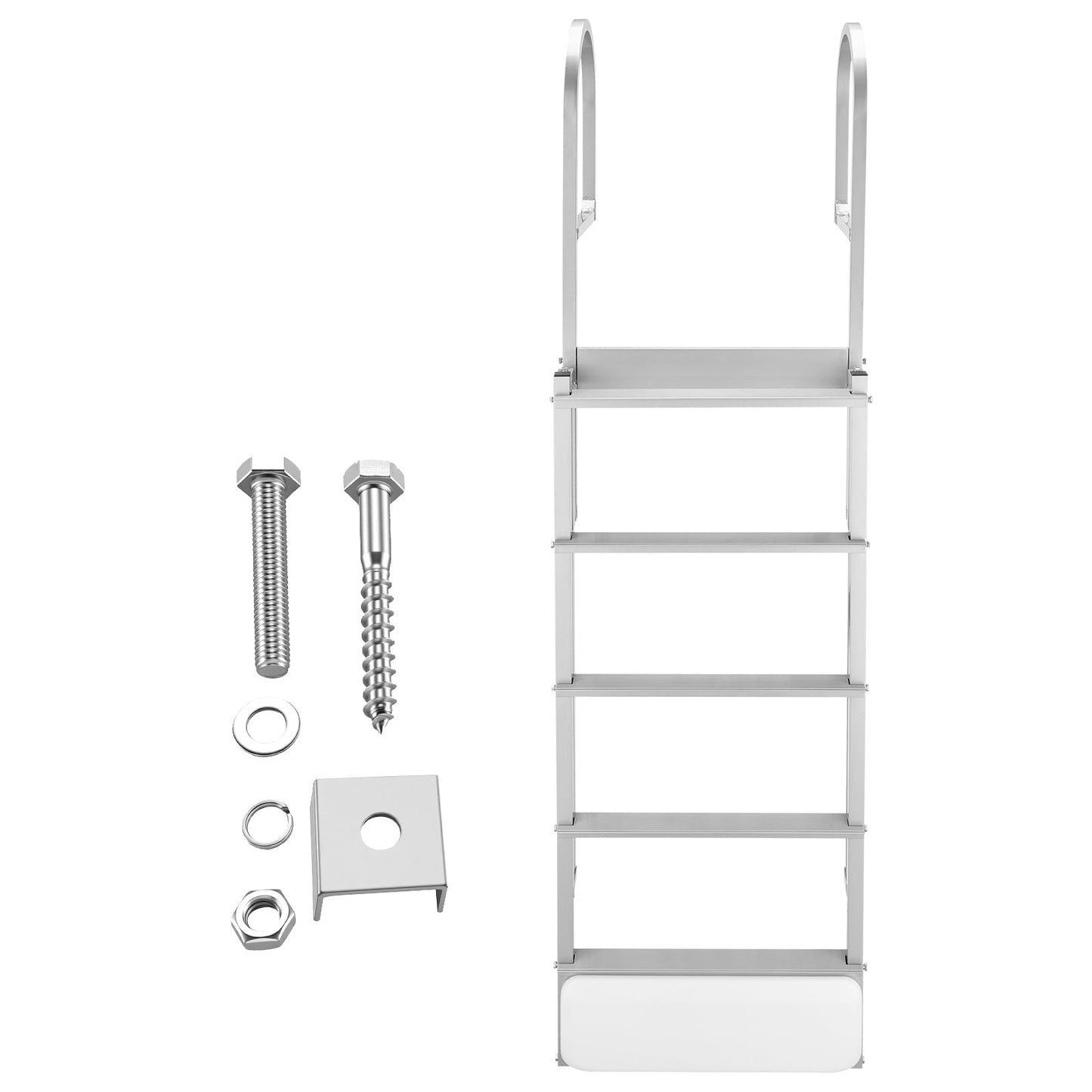 Retractable Dock Ladder, 5 Steps, Aluminum Alloy with Auto-Lift Float