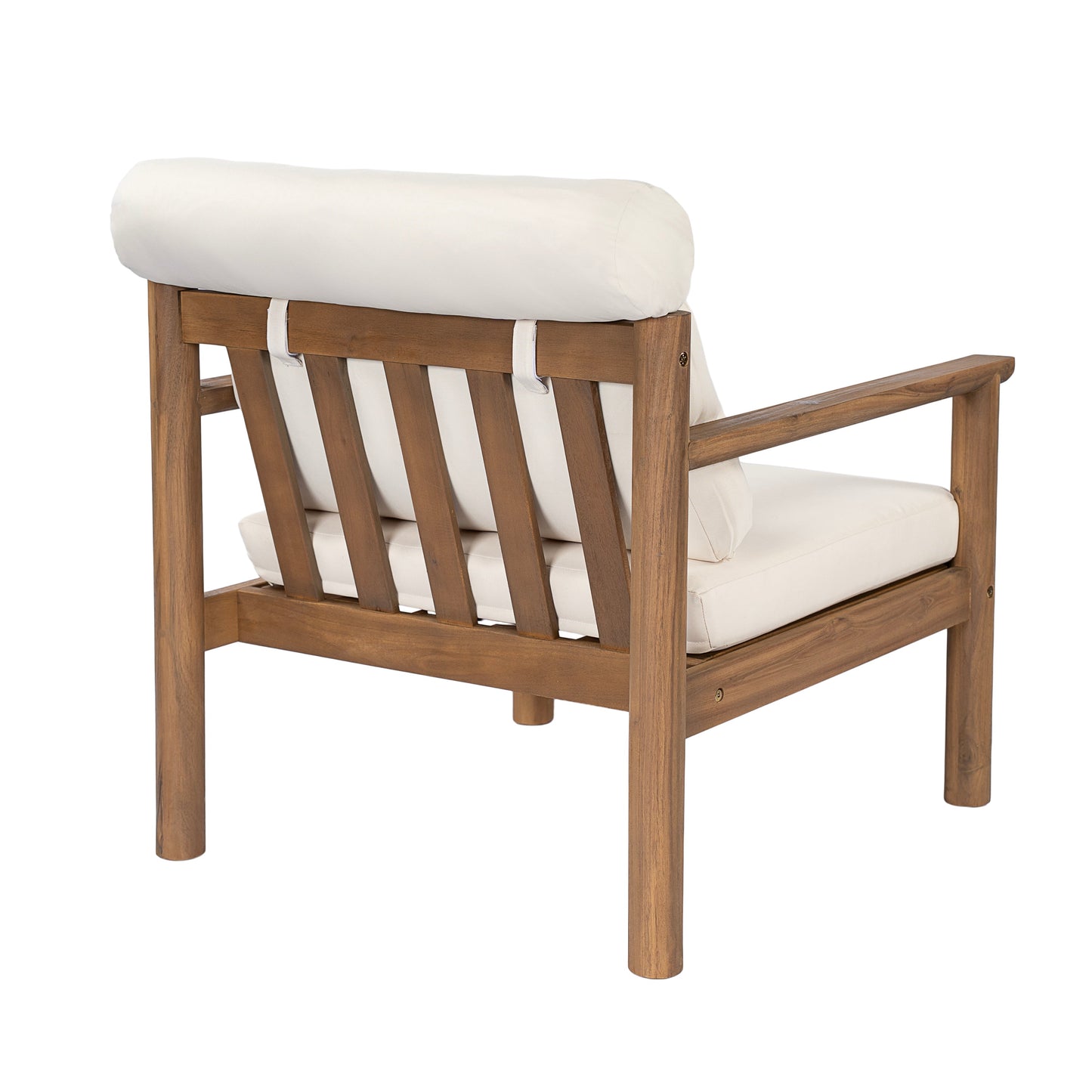 28" Mid-Century Modern Acacia Wood Outdoor Patio Chair