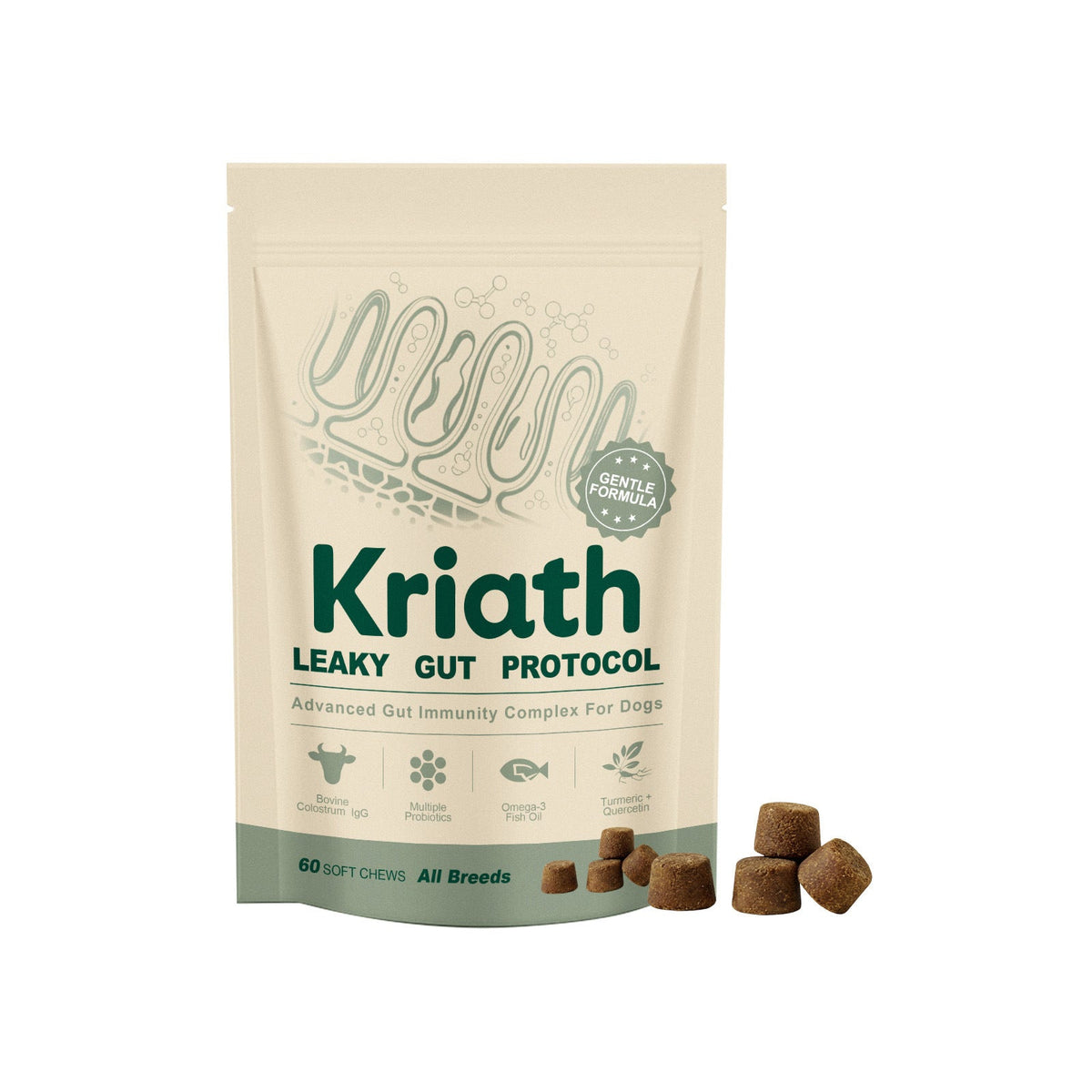 Kriath Dog Intestinal Care Complex Supplement For Nutritional Support, Softening Hair, Daily Protection, And Convenient Feeding