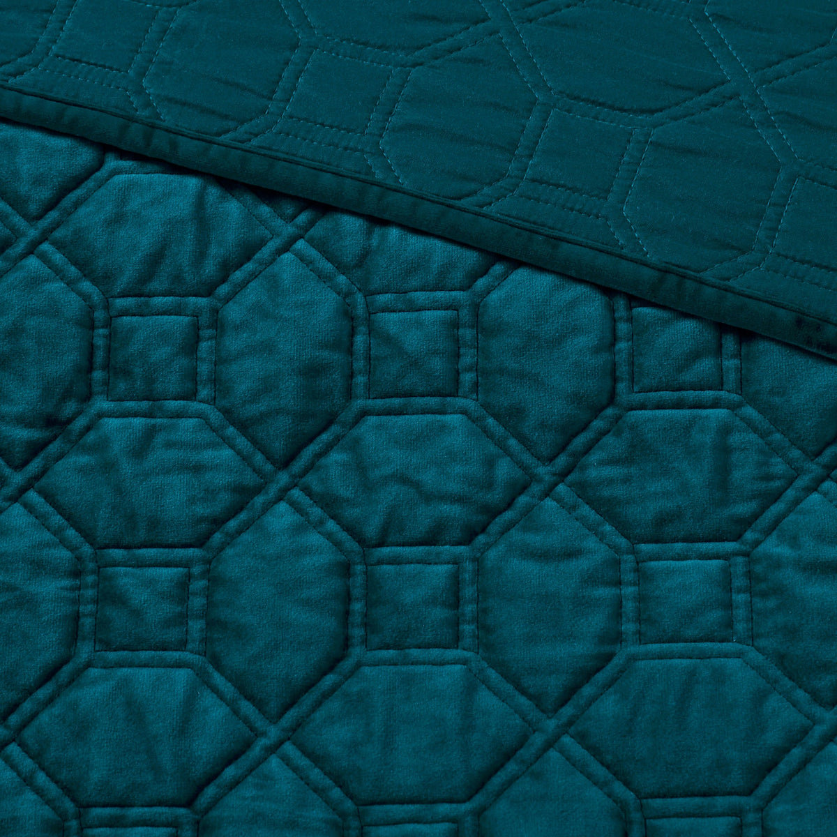 3 Piece Velvet Quilt Set Teal King/Cal King