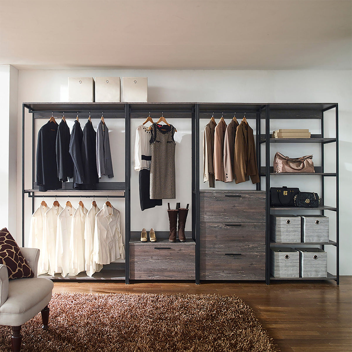 Monica - And Walk-In Closet With 5 Shelves Construction - Gray