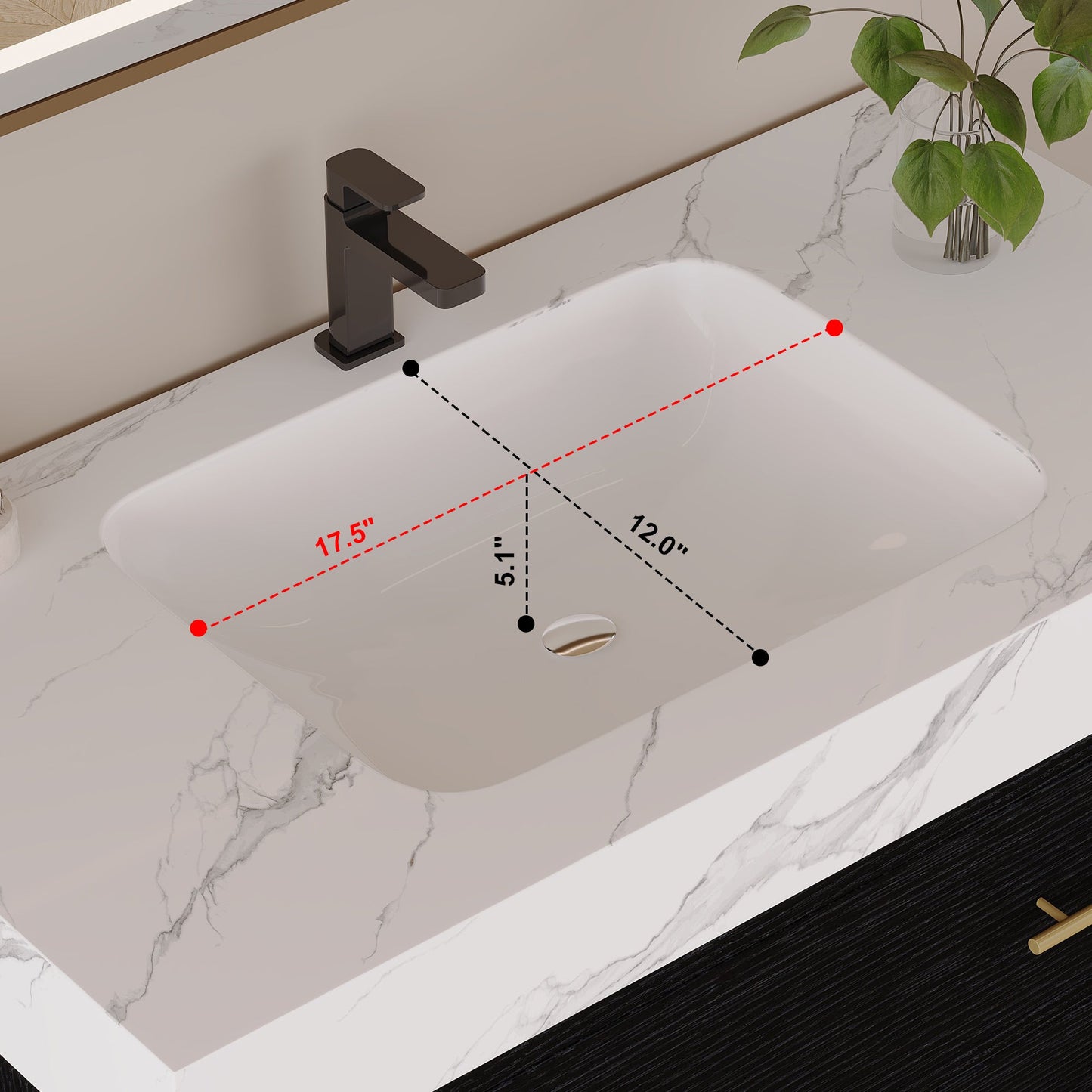36" Artificial Stone Bathroom Vanity with Ceramic Sink