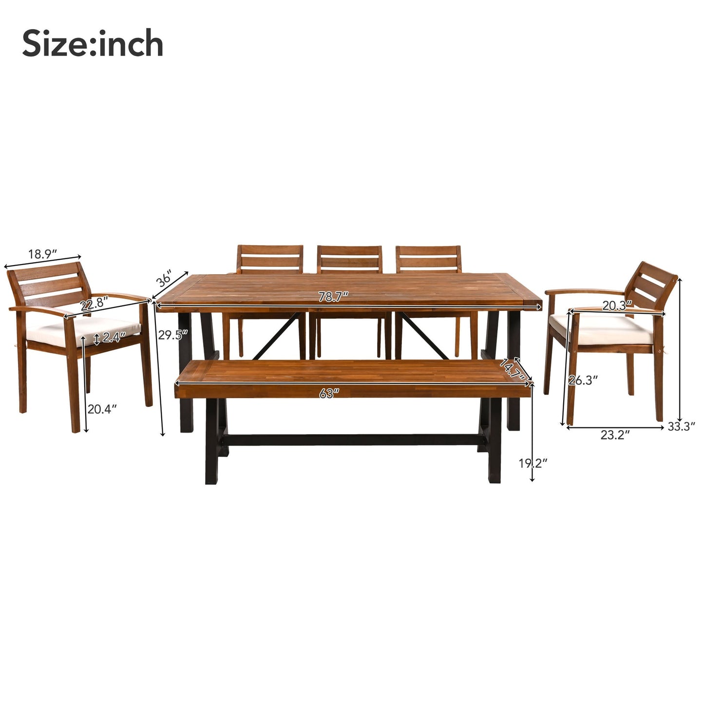 GO Outdoor Wood Dining Set For 7-8 Persons